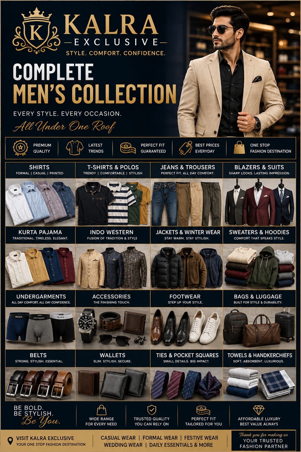 Kalra Exclusive best men's fashion store in Bijnor since 2008 - ethnic wedding collection display
